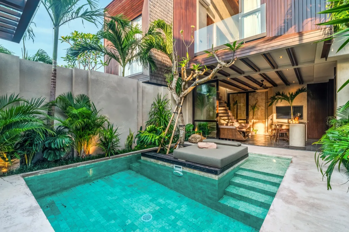 Sandara villa exterior with tropical pool